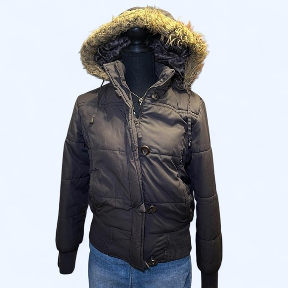 No Boundaries Other - Brown Hooded Puffer Jacket